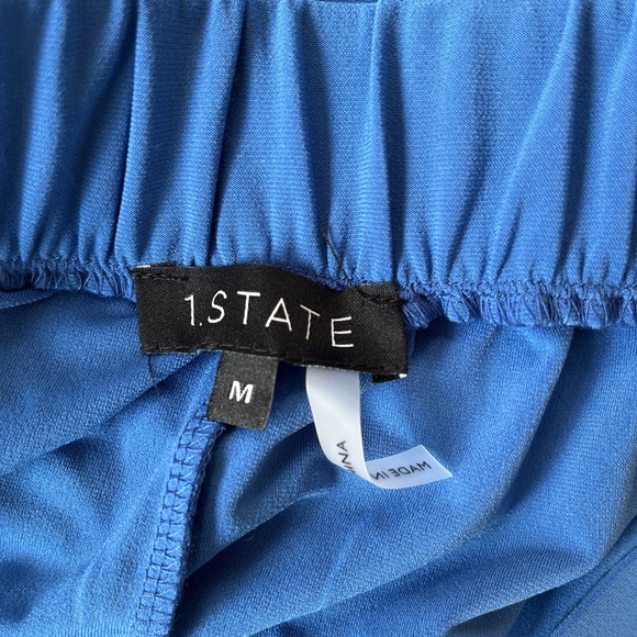 1. State Wide Leg Slit Hem Envelope Palazzo Pant In Harbour Wave Blue - Picture 11 of 14